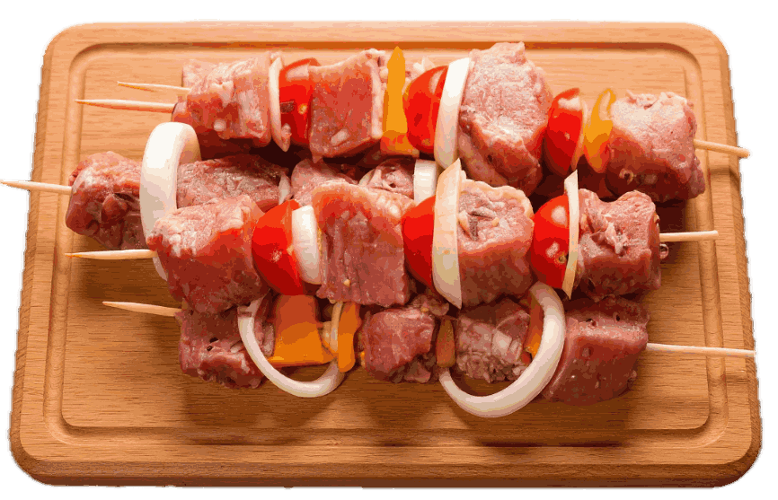 Meat and vegetable skewers